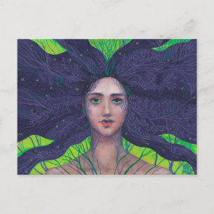 Postal Primavera Diosa Fantasía Retrato Surreal