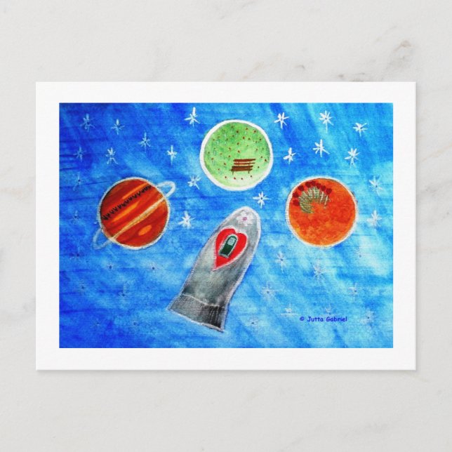 Postal ...Primavera En El Espacio...arte de Jutta Gabriel (Anverso)