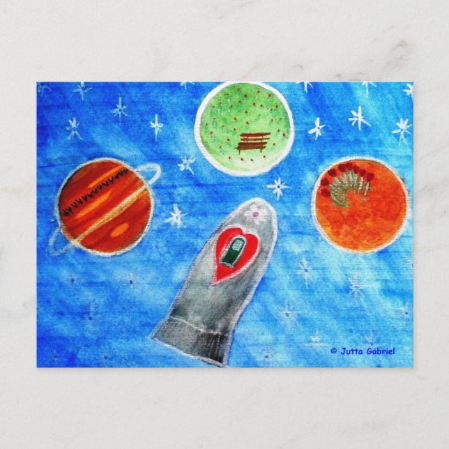 Postal ...Primavera En El Espacio...arte de Jutta Gabriel (Anverso)