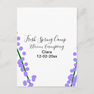 Postal Primavera fresca camping lavanda flores nombre fec