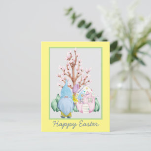 Postal Primavera Gnome Hogar Feliz Pascua