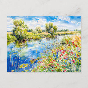 Postal Primavera junto al Havelland acuarela del Havel