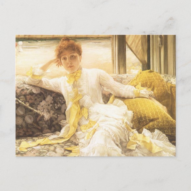Postal Primavera (junto al mar) por James Tissot, retrato (Anverso)