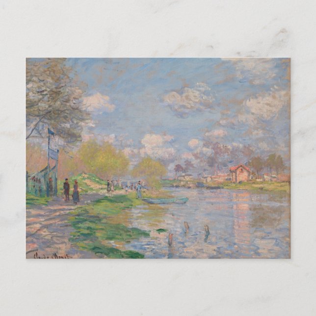 Postal Primavera por el Sena de Monet Impresionista (Anverso)