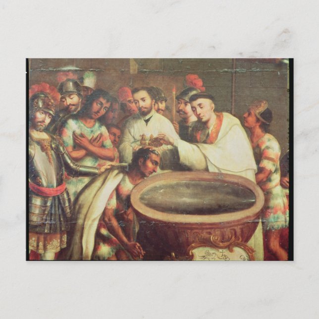 Postal Primer bautismo de los indios por los dominicanos (Anverso)