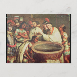 Postal Primer bautismo de los indios por los dominicanos