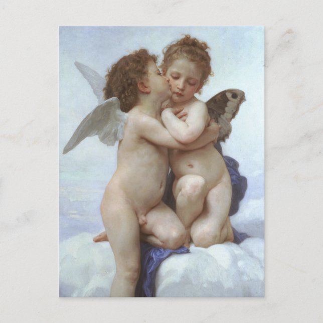 Postal Primer beso de Bouguereau, antiguos ángeles victor (Anverso)