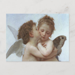 Postal Primer beso - Hermoso cuadro de ángel