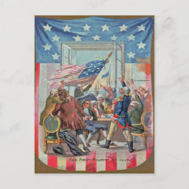 Postal Primer cuarto de la bandera americana de julio