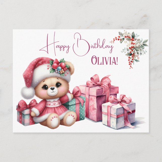 Postal Primer Cumpleaños de Fairy First Girl (Anverso)