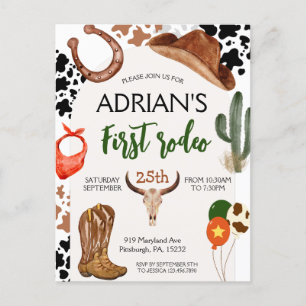 Postal Primer cumpleaños de Rodeo Western Cowboy