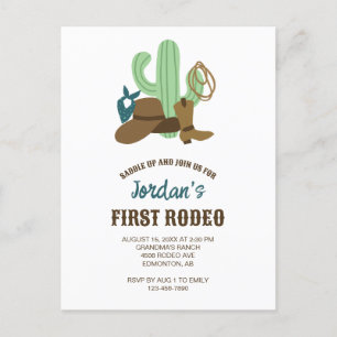 Postal Primer Cumpleaños Rodeo 1er Vaquero Lindo Occident