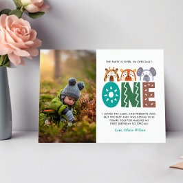 Postal Primer cumpleaños temática de la selva gracias pos