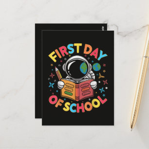 Postal Primer Día de Escuela Astronauta Espacio Regreso a