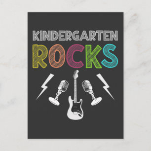 Postal Primer día de kindergarten roza a guitarra amante 