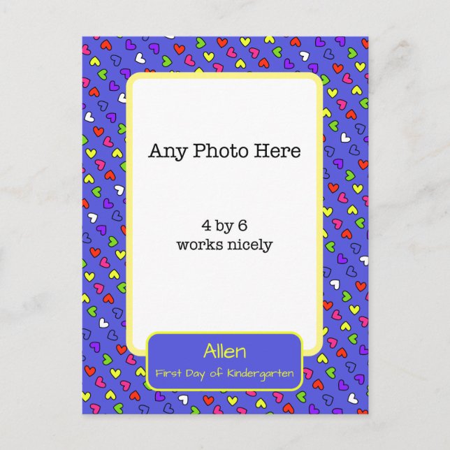 Postal Primer día de la foto de un jardín de infancia (Anverso)