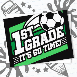 Postal Primer día en el colegio del fútbol de primer grad