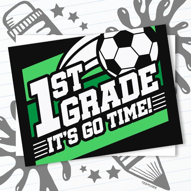 Postal Primer día en el colegio del fútbol de primer grad (Subido por el creador)