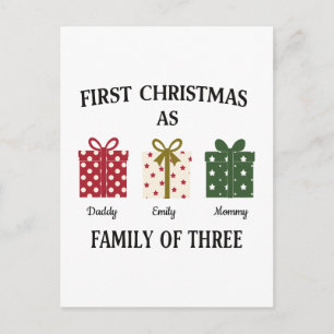 Postal Primer Navidad como Familia de Tres Regalo
