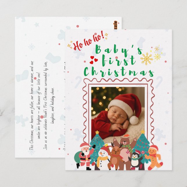 Postal Primer Navidad del bebé Personalizado  (Anverso / Reverso)