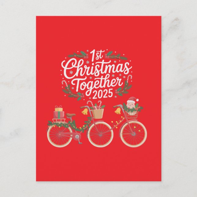 Postal Primer Navidad Juntos 2025 Pareja Romántica  (Anverso)