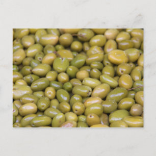 Postal Primer plano de aceitunas verdes