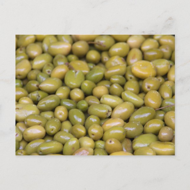 Postal Primer plano de aceitunas verdes (Anverso)