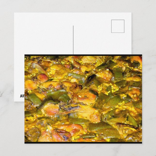 Postal Primer plano de Paella española (Anverso / Reverso)