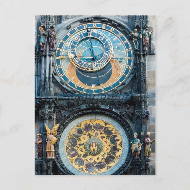 Postal Primer plano del reloj astronómico de Praga (Anverso)