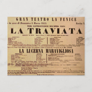 Postal Primer Poster mundial de La Traviata (1853)