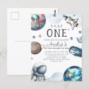 Postal Primer viaje alrededor del cumpleaños de astronaut