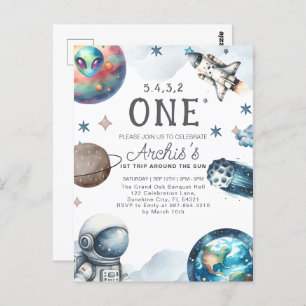 Postal Primer viaje alrededor del cumpleaños del astronau