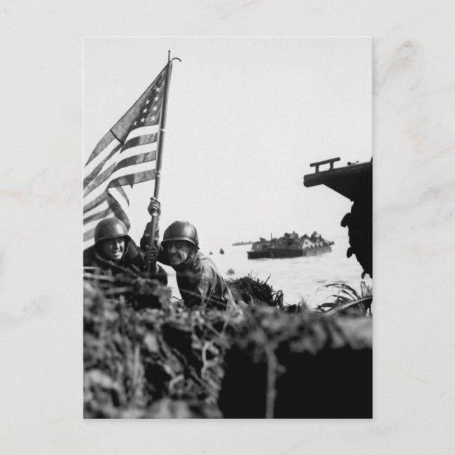 Postal Primera bandera en Guam con anzuelo en barco Mast_ (Anverso)