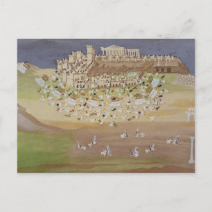 Postal Primera batalla de Atenas en 1826, del Pictorial