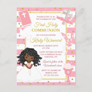 Postal Primera comunicación de Chica afroamericano de ban