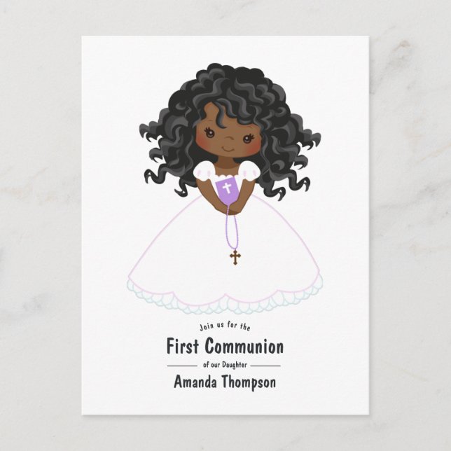 Postal Primera Comunión de Niña Negra (Anverso)