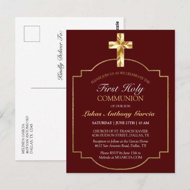 Postal Primera Cruz de Oro de la Comunidad Borgoña Invita (Anverso / Reverso)