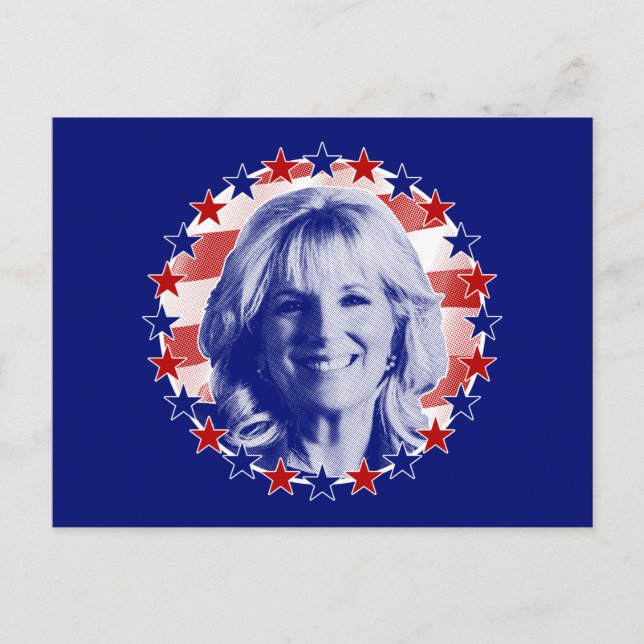 Postal Primera Dama Jill Biden Estrellas y Franjas (Anverso)