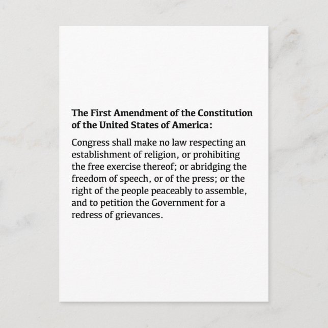 Postal Primera enmienda de la Constitución (Anverso)