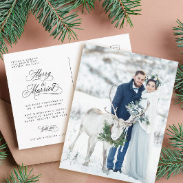 Postal Primera foto de Navidad de Feliz y Casado con Nove
