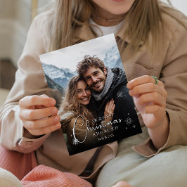 Postal Primera foto de parejas felices de Navidad