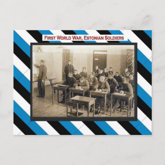 Postal Primera Guerra Mundial, aula de soldados estonios