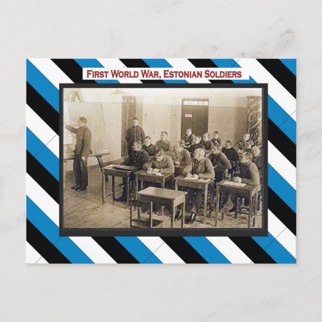 Postal Primera Guerra Mundial, aula de soldados estonios (Anverso)
