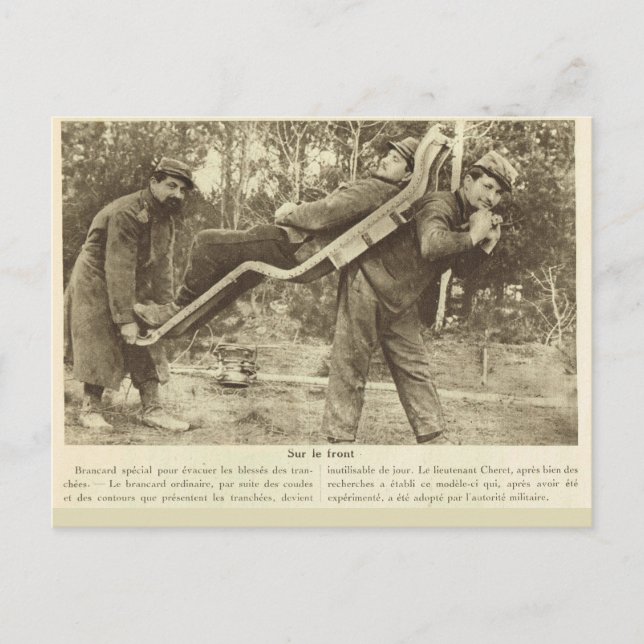 Postal Primera Guerra Mundial, Francia, transportando a l (Anverso)