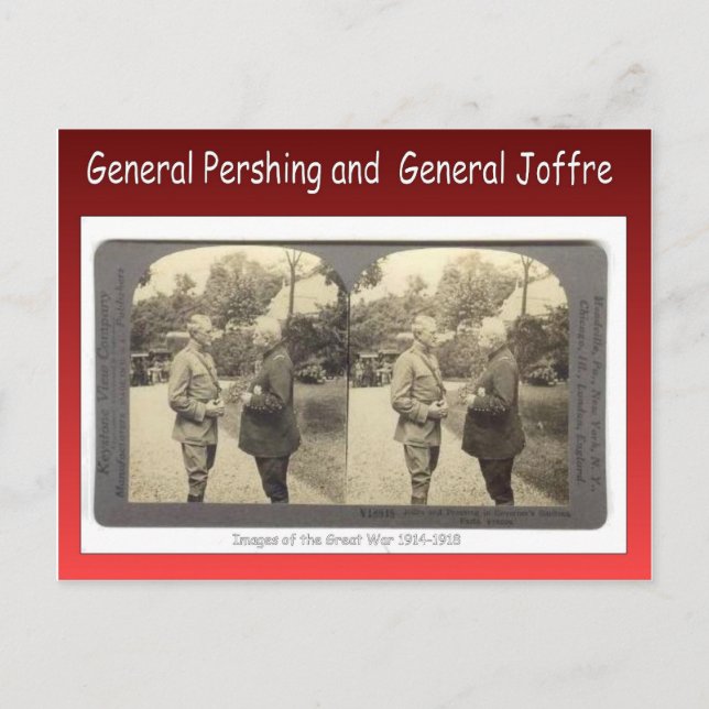 Postal Primera Guerra Mundial, General Pershing y General (Anverso)