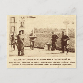 Postal Primera Guerra Mundial, soldados suizos y alemanes