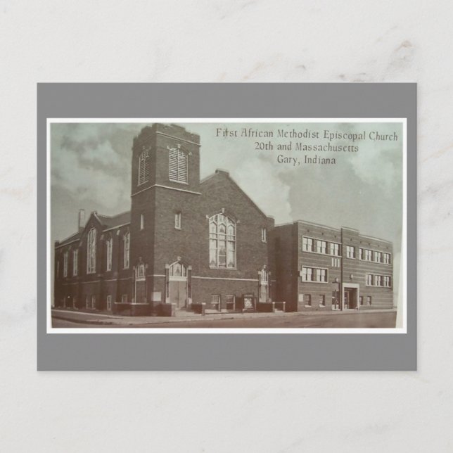 Postal Primera Iglesia Metodista Episcopal Africana, Gary (Anverso)