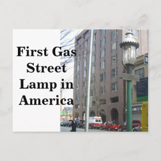 Postal Primera lámpara de la calle del gas en Estados Uni