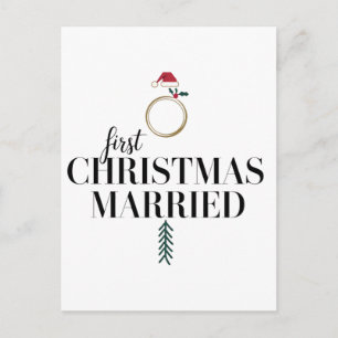 Postal Primera Navidad Casados Recién Casados Fiesta, Coi