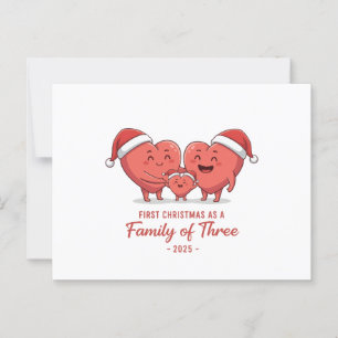 Postal Primera Navidad como familia de tres 2025 Corazón